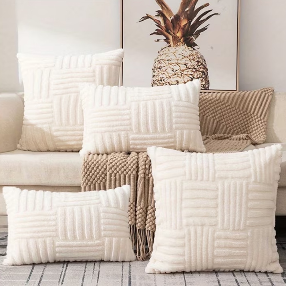 🤍Stunning  Textured White Pillow Covers | Modern Boho Decor | 4 Pc Set